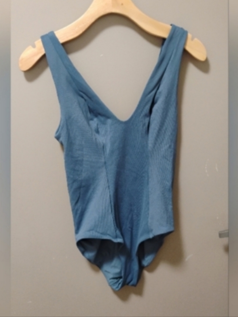 COS Womens Pique Blue Mesh Textured Swimsuit One Piece Sz 6 US